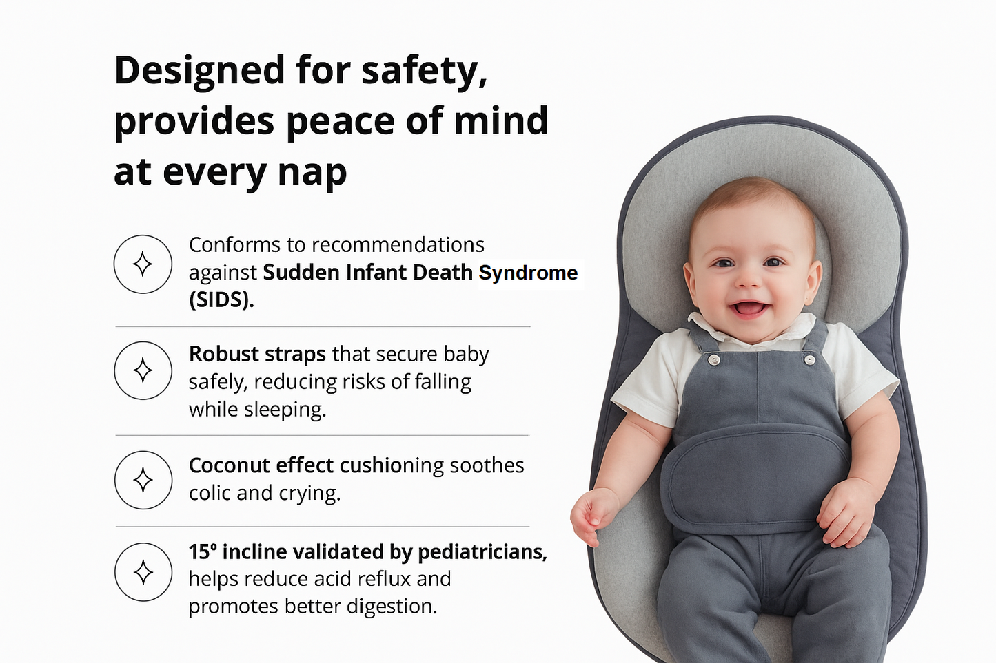 LittleNest Comfort Bed - The best anti-reflux and anti-colic baby bed.